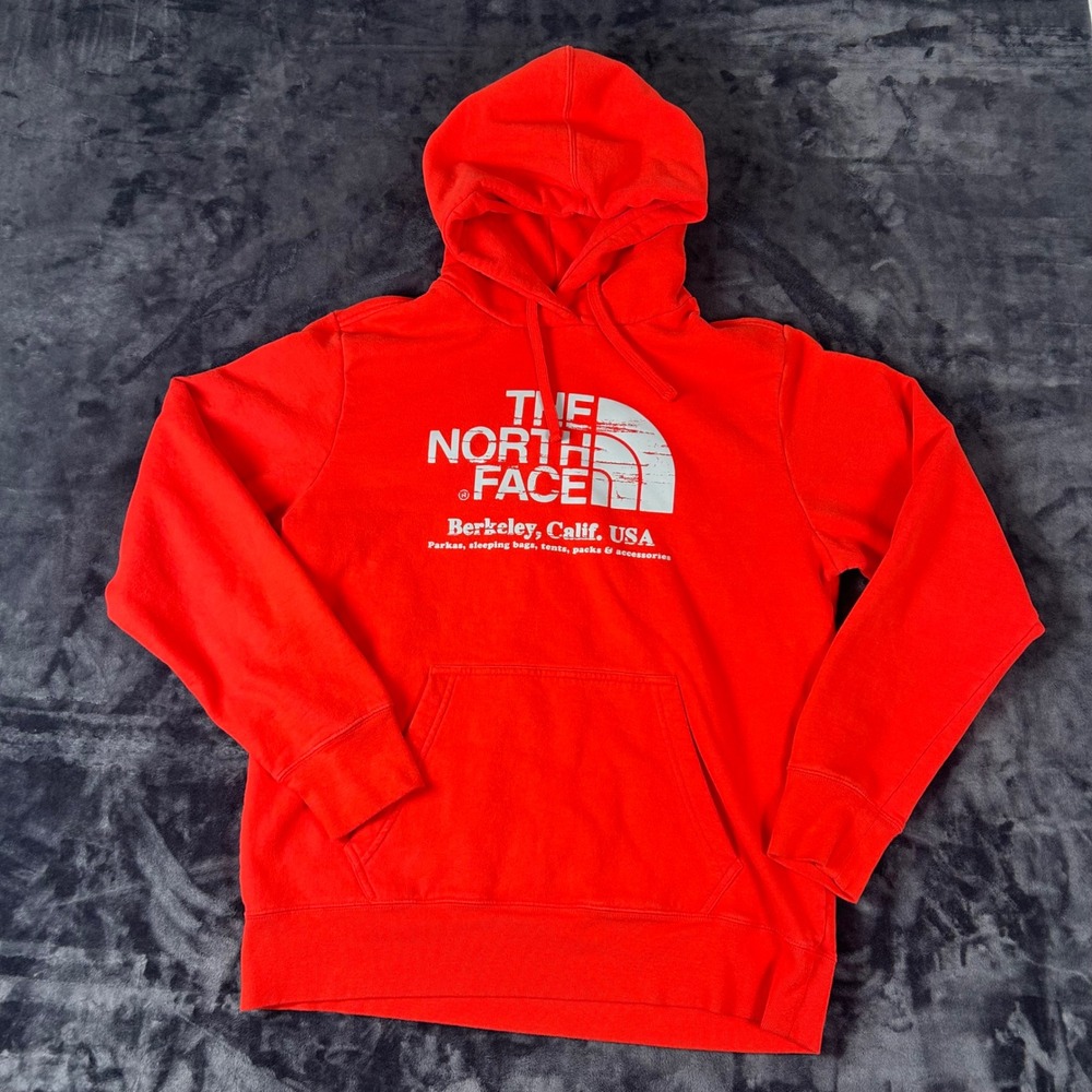 The North Face Hoodie Mens Large Red Berkeley Calif USA Graphic Sweatshirt